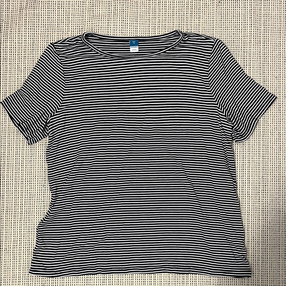 Old Navy Black and White Striped T-Shirt